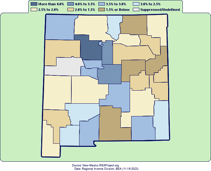 Real* Total Industry Earnings Growth by County
